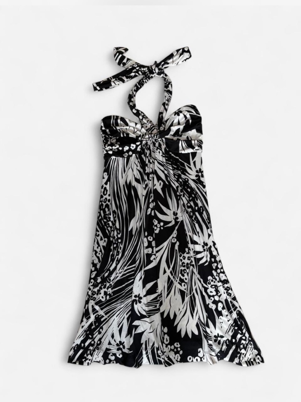 Black and White Floral Halter Midi